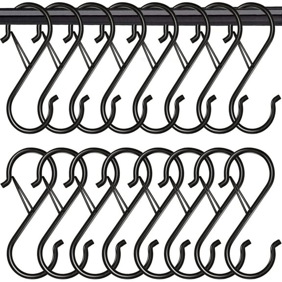 8 Pack/ 16 Pack S Hooks for Hanging, 3.5 inch Heavy Duty S Hooks with Safety Buckle S Shaped Hooks Kitchen Pot Rack Hooks Closet Hooks for Hanging Plants, Clothes, Kitchen Utensil, Bags