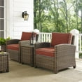 thumbnail image 4 of Afuera Living Ensemble de Conversation Moderne de Patio en Osier 3 Pcs, Brun et Sangria, 4 of 6
