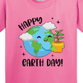 thumbnail image 4 of Inktastic Happy Earth Day Cute Smiling Planet Earth with Tree Youth T-Shirt, 4 of 5