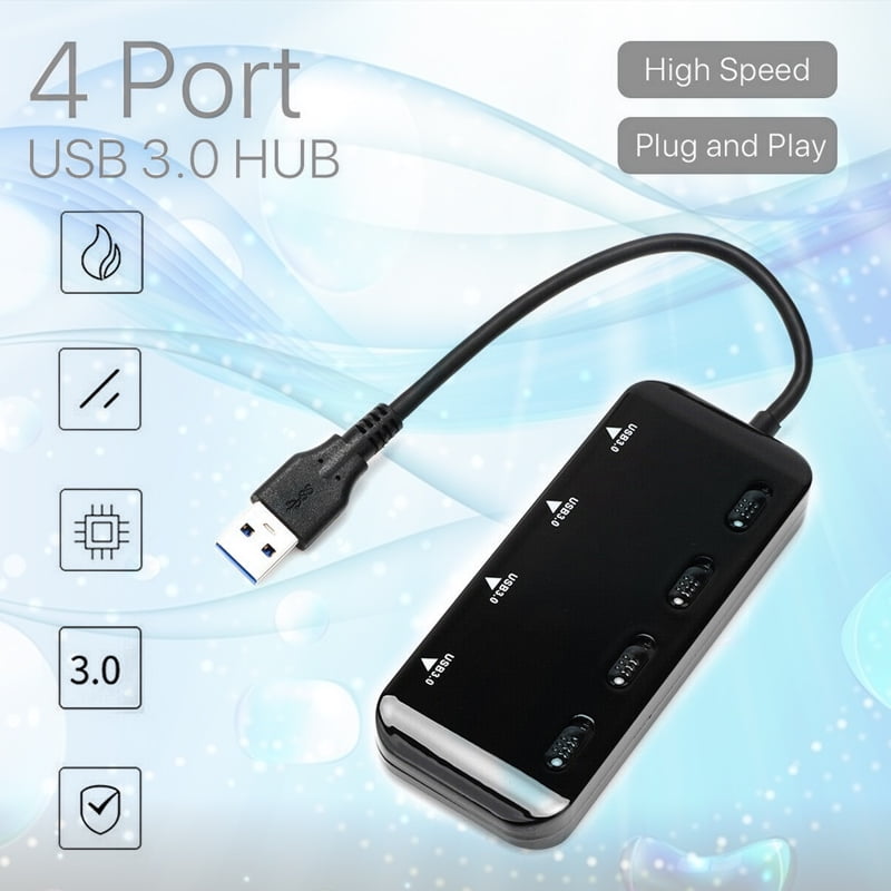 TTAA USB 3.0 HUB Splitter Extender 4 Port USB Data Hub with Individual Switch LED Light