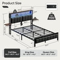 thumbnail image 2 of WXXRRR Full Bed Frame with Upholstered Headboard and Charging Station, Folding Bedside Shelves Storage, LED Metal Platform Bed Frame, Non-Slip, Noise-Free, Easy Assembly, Walnut, 2 of 9