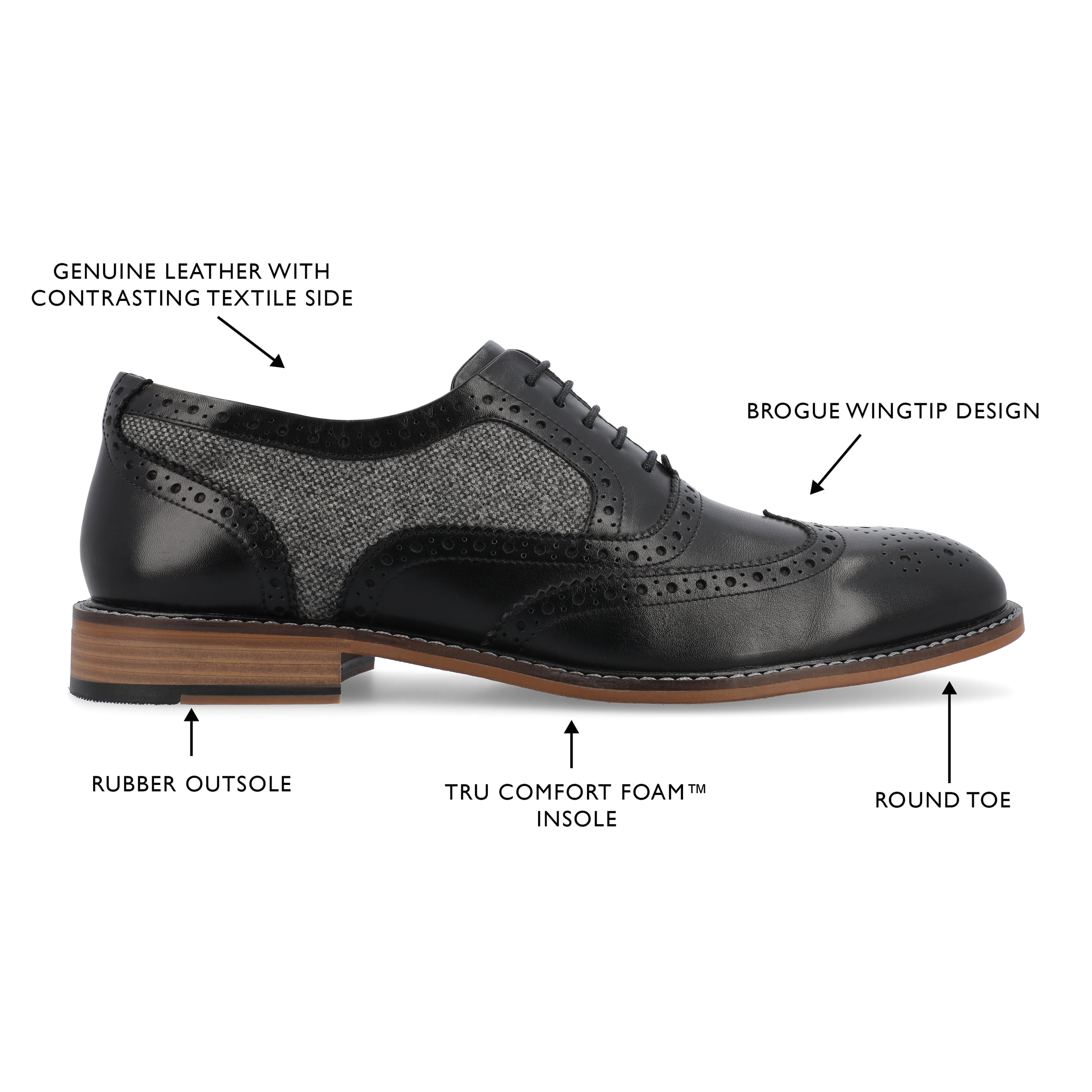 Thomas & Vine Alister Tru Comfort Foam Wingtip Dress Shoe 