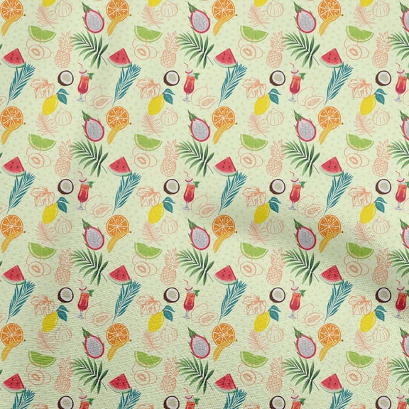 oneOone Cotton Silk Mint Green Fabric Lemon With Leaf Diy Clothing Quilting Fabric Print Fabric By Yard 42 Inch Wide