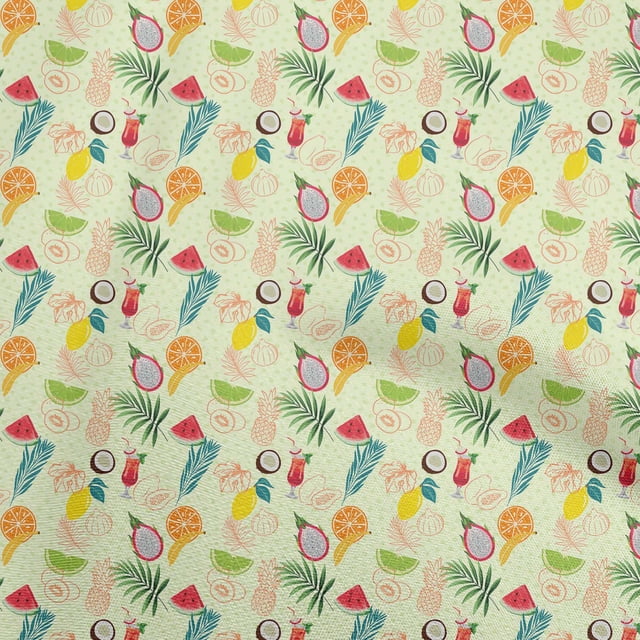 oneOone Rayon Mint Green Fabric Lemon With Leaf Craft Projects Decor Fabric Printed By The Yard 56 Inch Wide