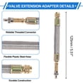 thumbnail image 3 of 1 Set de extensión de válvula de llanta de cobre de 45 grados con adaptador de inflado de válvula de llanta de acero inoxidable flexible de 125 mm para automóvil, motocicleta, RV, camión, bicicleta, 3 of 6