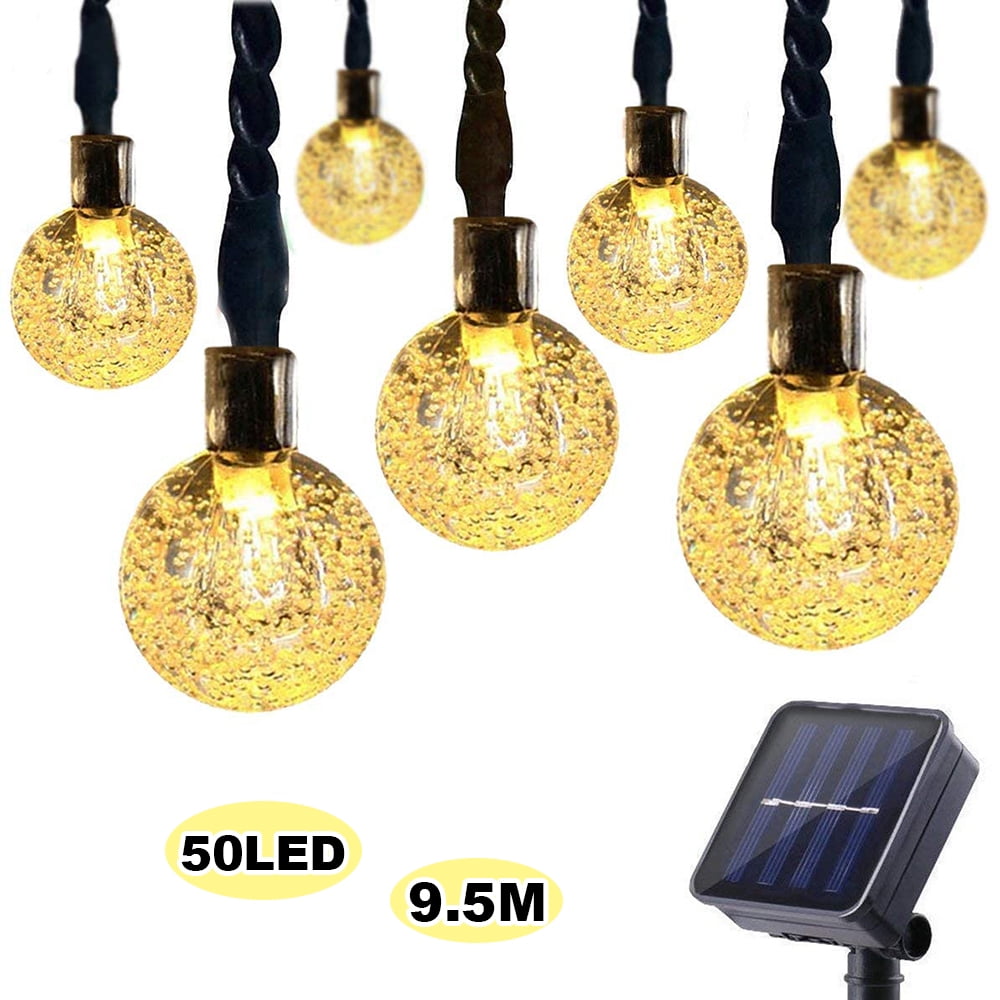 9.5m 50LED Solar Fairy Lights Balls Indoor Outdoor Garden Lamp Party Light Decoration 