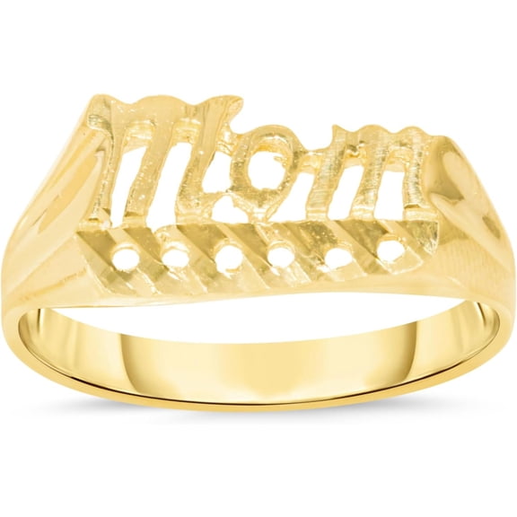 Floreo 10k Yellow Gold 8mm Cursive Mom Filigree Ring