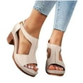 thumbnail image 6 of Viluyesy Women's Block Heels Sandals, Comforable Peep Open Soft Sole Summer 2025 Fashion Shoes Beige 6.5, 6 of 9