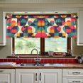 thumbnail image 3 of Yayeee Kitchen Curtains Tier Set of 2 Light Filtering 57"x36" Over Sink Window Panels, Retro Geometric, 3 of 7