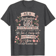 thumbnail image 3 of NETHOUSE Women's Birthday T-Shirt - September Girl I Have Three Sides - Floral Design with Bold Quote - Cotton Blend Tee - Sizes S to 5XL, 3 of 4