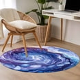 thumbnail image 4 of Round Rugs 4Ft, Modern Blue Round Area Rug Washable Indoor Throw Carpet, Abstract Contemporary Art Moire Soft Non Slip Circle Rug for Kitchen Nursery Room Home Decor Aesthetic, 4 of 8