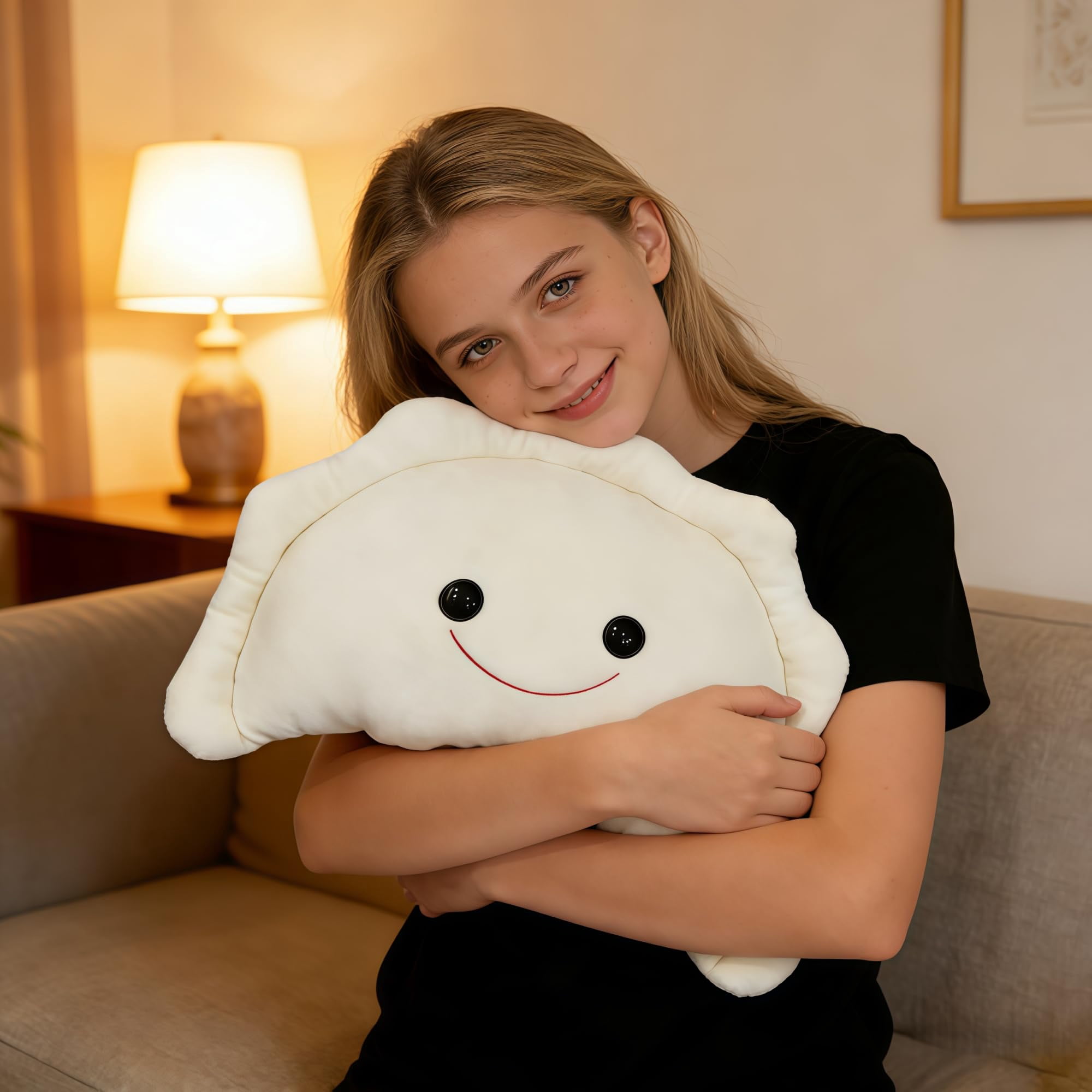 Cute Pierogi Pillow, Dumpling Throw Pillow for Sofa - Soft Plush Polish Food Plushie, Funny Cushion for Chair, Bedroom, Couch Home Decor(White1PCS)
