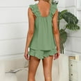 thumbnail image 5 of TEVEQ Womens Pajamas Set 2 Piece Ruffle Pj Soft Tank Top And Shorts Sleepwear Set Bridal Pajama for Women Set Two Outfits Crop Sleeveless Sets And Suits & Sets Green Xl, 5 of 8
