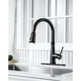 thumbnail image 2 of Wowow Matte Black Single Handle High Arc Stainless Steel 360 rotating Kitchen Faucet Tap with Pull Down Sprayer, 2 of 8
