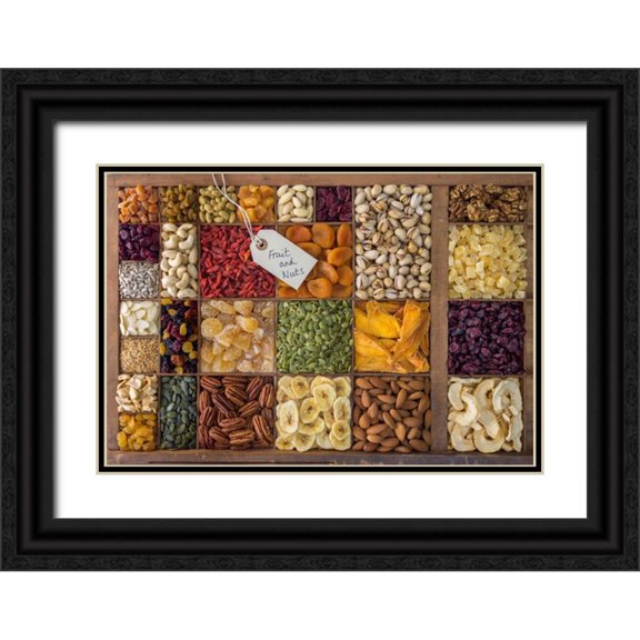 Frank, Assaf 18x14 Black Ornate Wood Framed with Double Matting Museum Art Print Titled - Assorted dry fruits in a wooden box