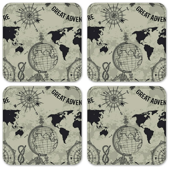 Vinyl Drink Coasters - Set of 4 - Great Adventure