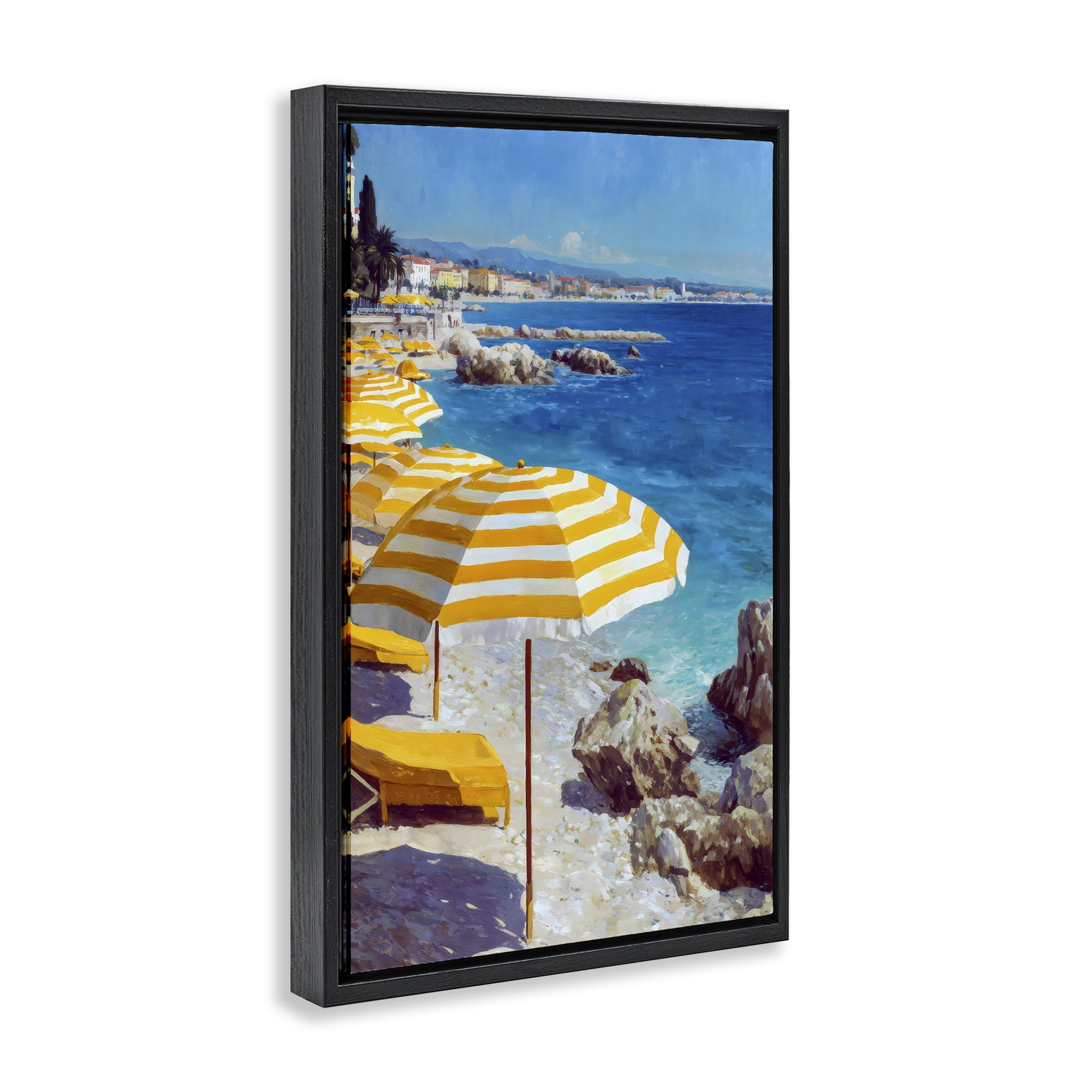 Stupell Industries Sunshine on the Shore Black Framed Floater Canvas Wall Art, design by Petal Prints Design