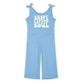 thumbnail image 3 of Ticikt Girls' Casual Sleeveless Jumpsuits Spaghetti Strap Loose Romper Long Pants with Pockets,Color:Blue,9-10 Years, 3 of 4