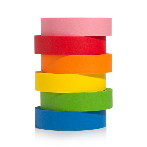 Craftzilla, Colored Masking Tape, 6 pack, Rainbow, 1 in. x 360 ft