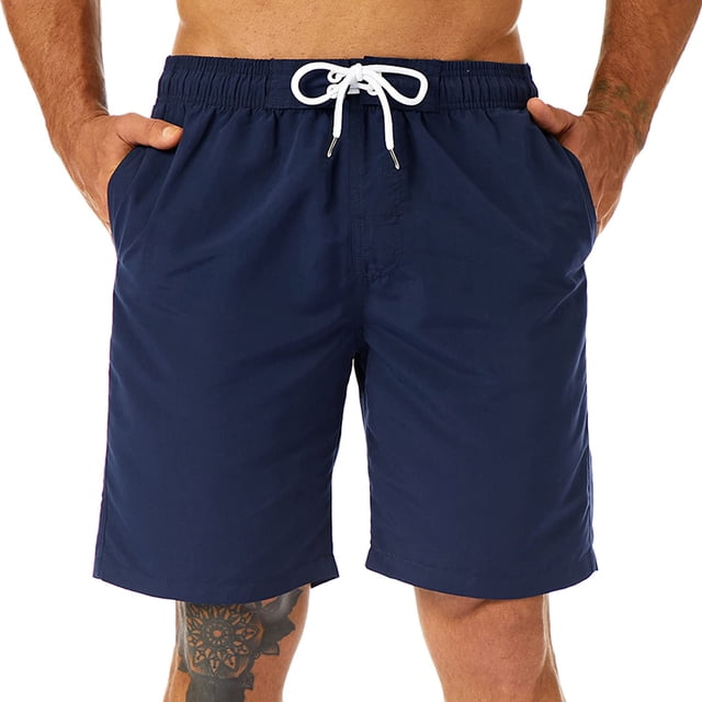 Kailua Surf Mens Swim Trunks Long Quick Dry Mens Boardshorts 9 Inches Inseam Mens Bathing Suits With Mesh Lining Navy Blue