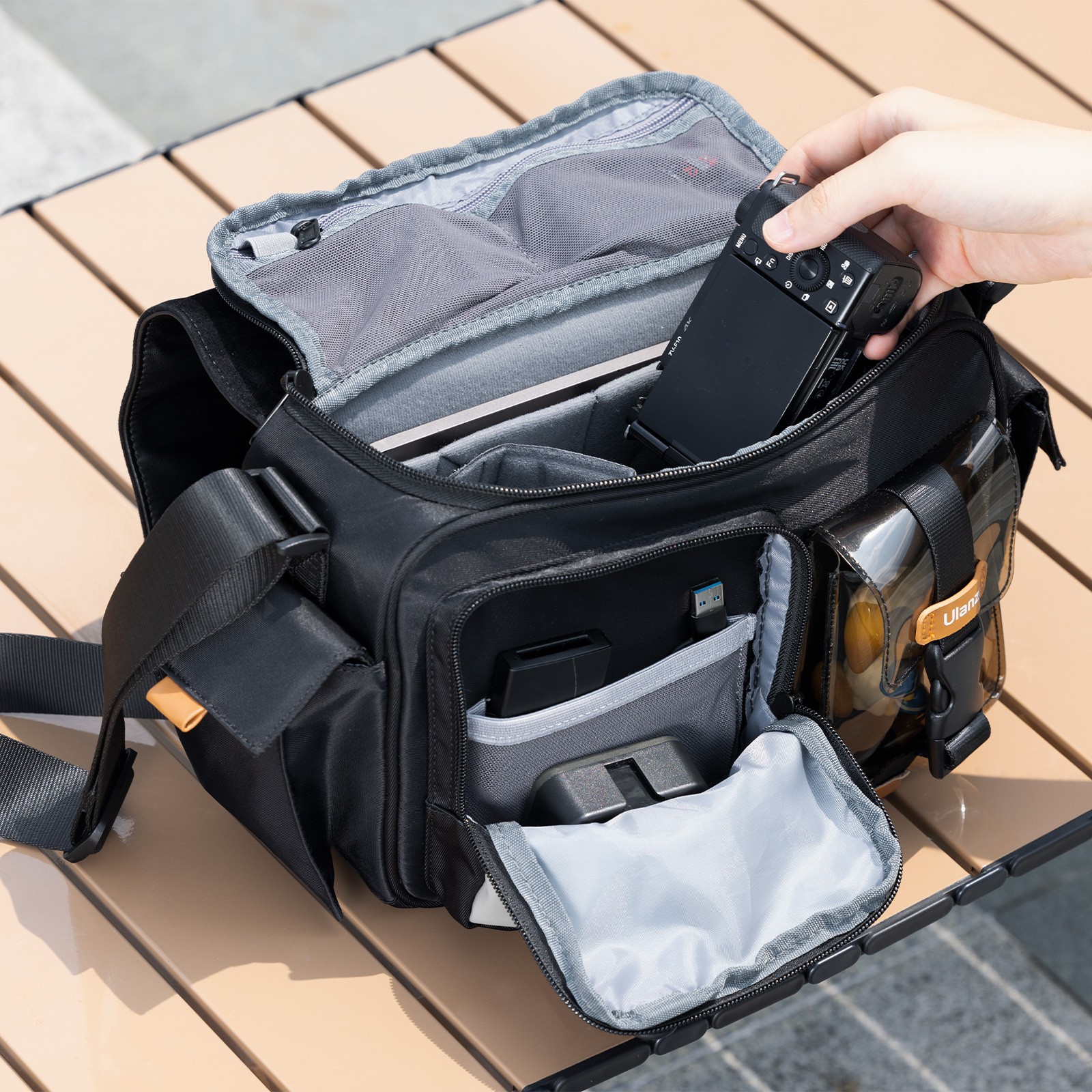 Ulanzi MS12 Camera Shoulder Messenger Bag – Waterproof Urban Crossbody Laptop & Travel Bag with Adjustable Strap, Quick Access Buckle, and Protective Dividers (5.6L Capacity)