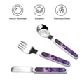 thumbnail image 3 of Cauagu Purple Hippo In Water Print 3-Pieces Toddler Cutlery Set , Kids Silverware Set with Spoons Forks & Knife Stainless Steel Utensils for Kids Dishwasher Safe, 3 of 8