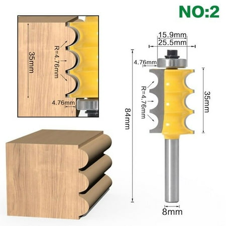 

Toyella Shank Triple Bead & Triple Flute Large Molding Router Bits Set Line knife Wood cutter Style2 12mm