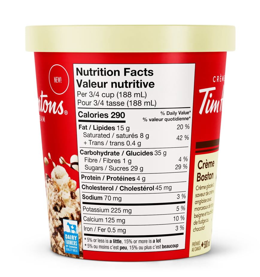 TIM HORTONS BOSTON CREAM ICE CREAM 500ML