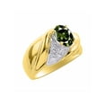 thumbnail image 3 of RYLOS Bagues pour Femmes Bague en Or Jaune 14K Pierre Précieuse Ovale 8X6MM et Diamants Design Classique Saphir Vert Bijoux pour Femmes Taille 10, 3 of 7