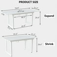 thumbnail image 3 of Lecut Extendable Dining Table for 4-8 Person, Extendable from 55" to 71", Modern Rectangle Dining Table with MDF Tabletop and Metal Frame, Expanding Kitchen Table for Home, Office,White, 3 of 7