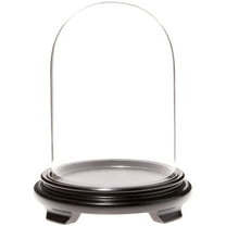 Plymor 5.5" x 8" Glass Display Dome Cloche (Black Wood Veneer Footed Base)