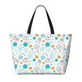 thumbnail image 2 of Honeii Gold Stars Blue Dots Pattern for Tote Bag with Adjustable Strap,Beach Bag, Waterproof Sandproof Beach Tote Bag, Large Capacity Foldable Beach Bags, 2 of 7