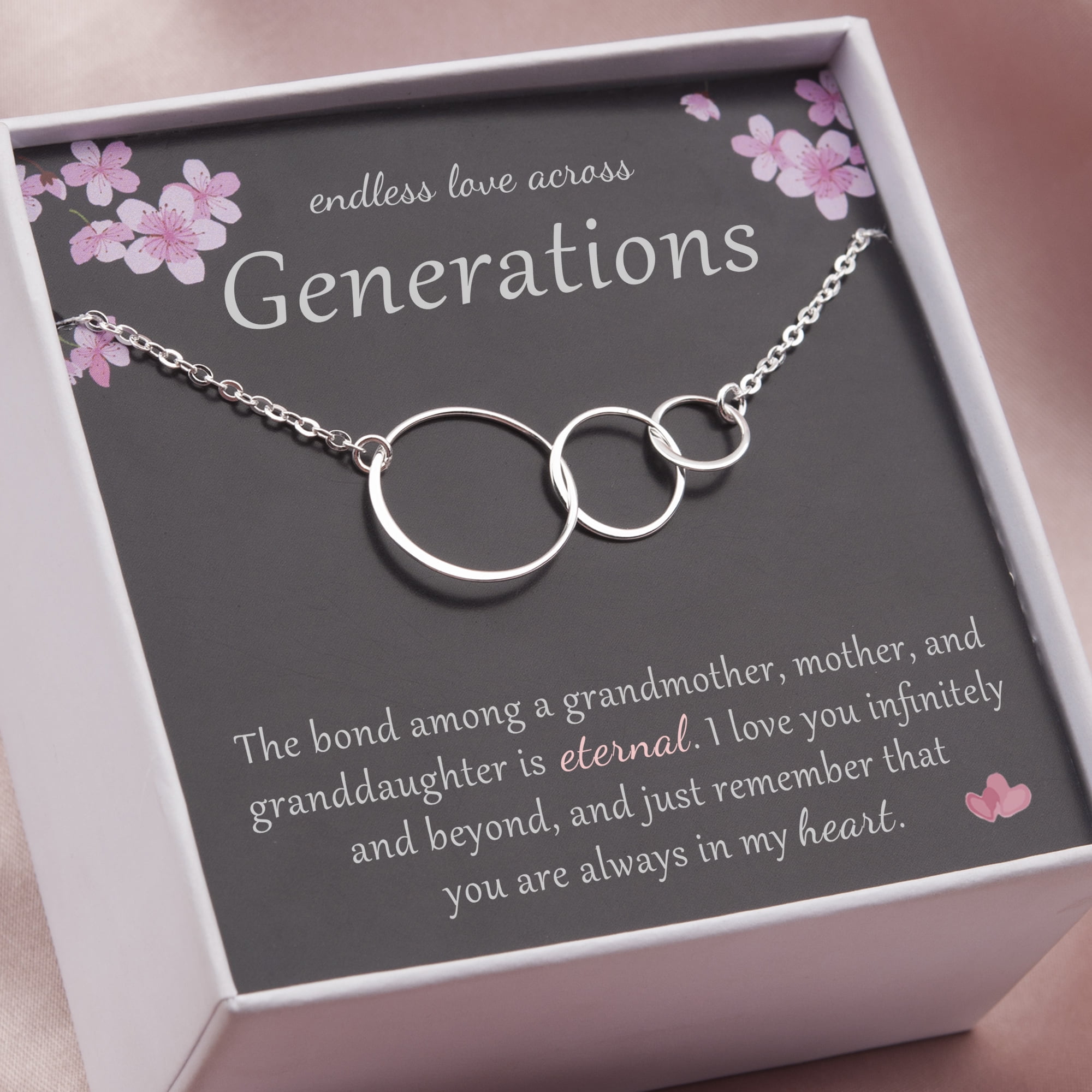 Sterling Silver Mothers Gift Three Generations Necklace Grandmother Jewellery
