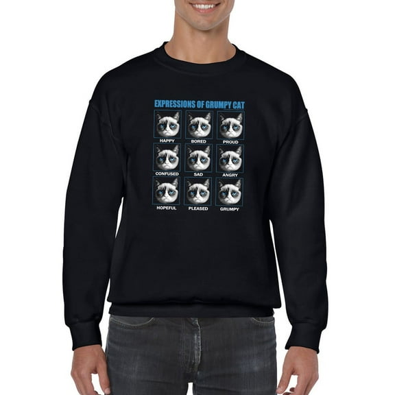 Expressions Of Grumpy Cat Sweatshirt Men -T-Line Designs, Male XX-Large