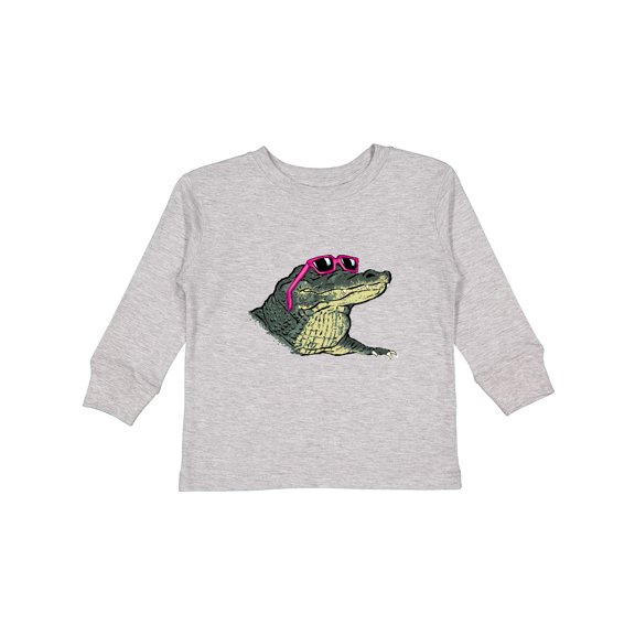 Inktastic Sunny Gator in Pink Sunglasses Boys or Girls Long Sleeve Toddler T-Shirt