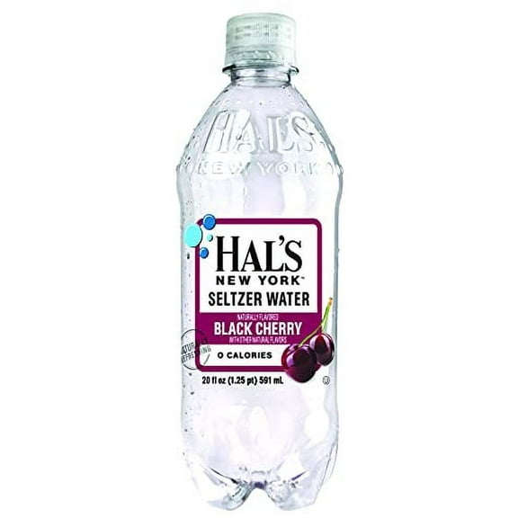Hal's New York Seltzer Water 20 Fl Oz (Pack of 6) (Black Cherry)