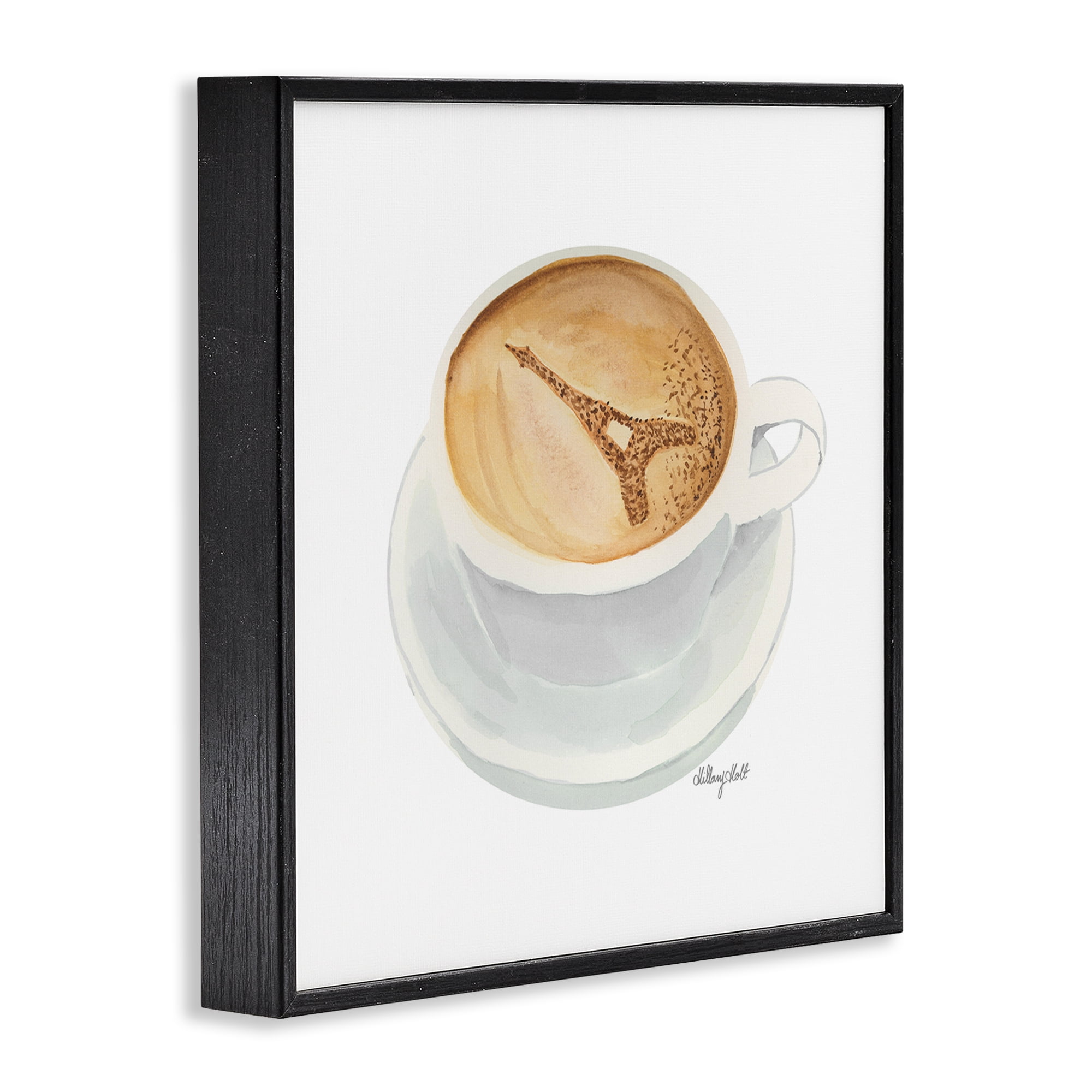 Stupell Industries Eiffel Tower Latte Black Framed Giclee Art, design by Hillary Holt
