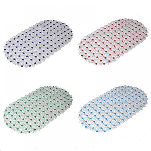 Enlightened Bathroom Tub Non-Slip Bath Floor Bubble Shower Mat, Plastic Rubber PVC with Suction Cups