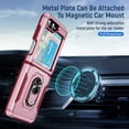thumbnail image 3 of ELEHOLD for Samsung Galaxy Z Flip5 with Magnetic Ring Holder Built-in Retractable Sliding Hinge Protector Case,Rugged Shockproof with 1 Pack Small Screen Protector for Galaxy Z Flip5 2023,Pink, 3 of 8