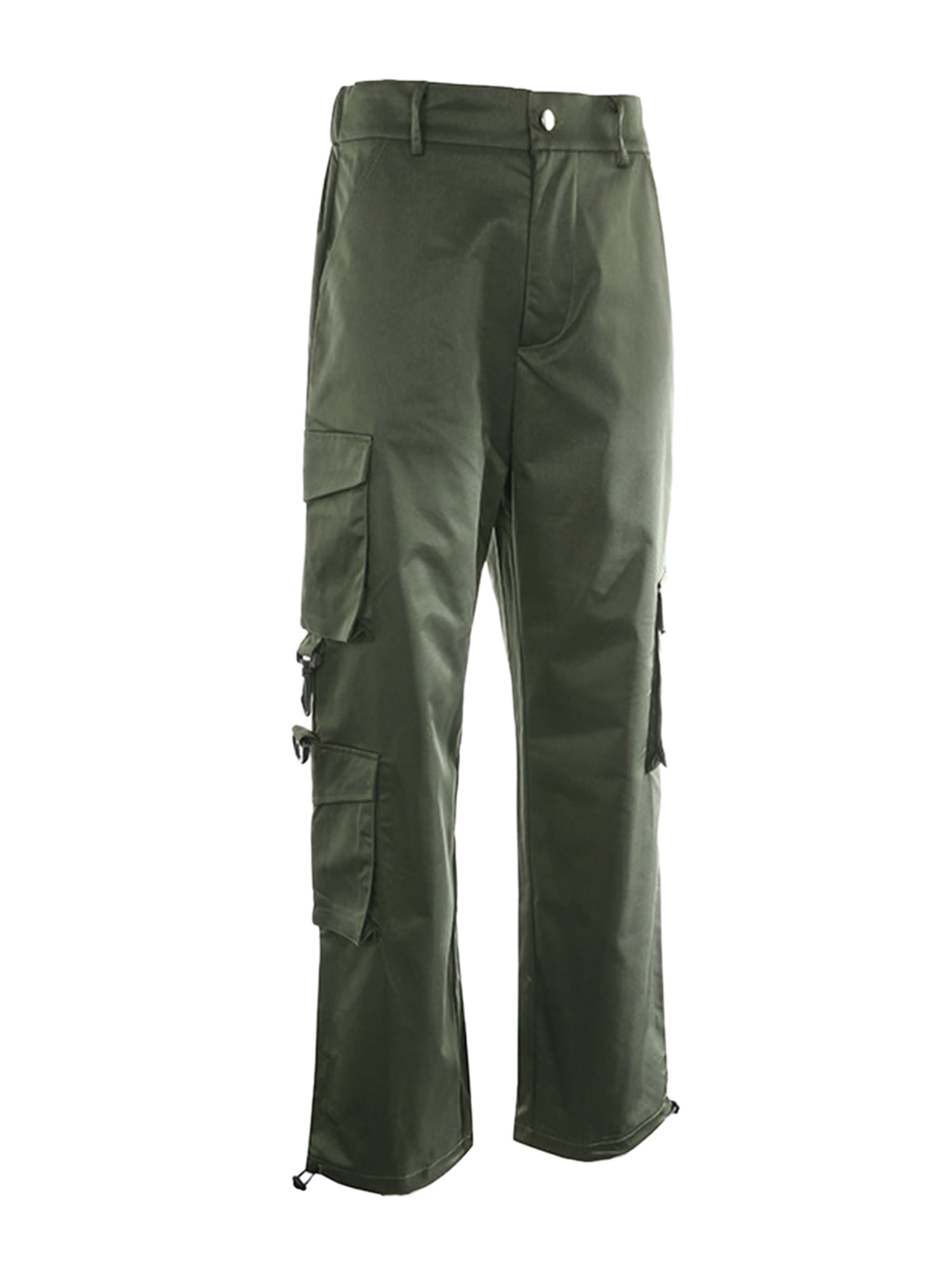 Women Black Cargo Pants Pockets 