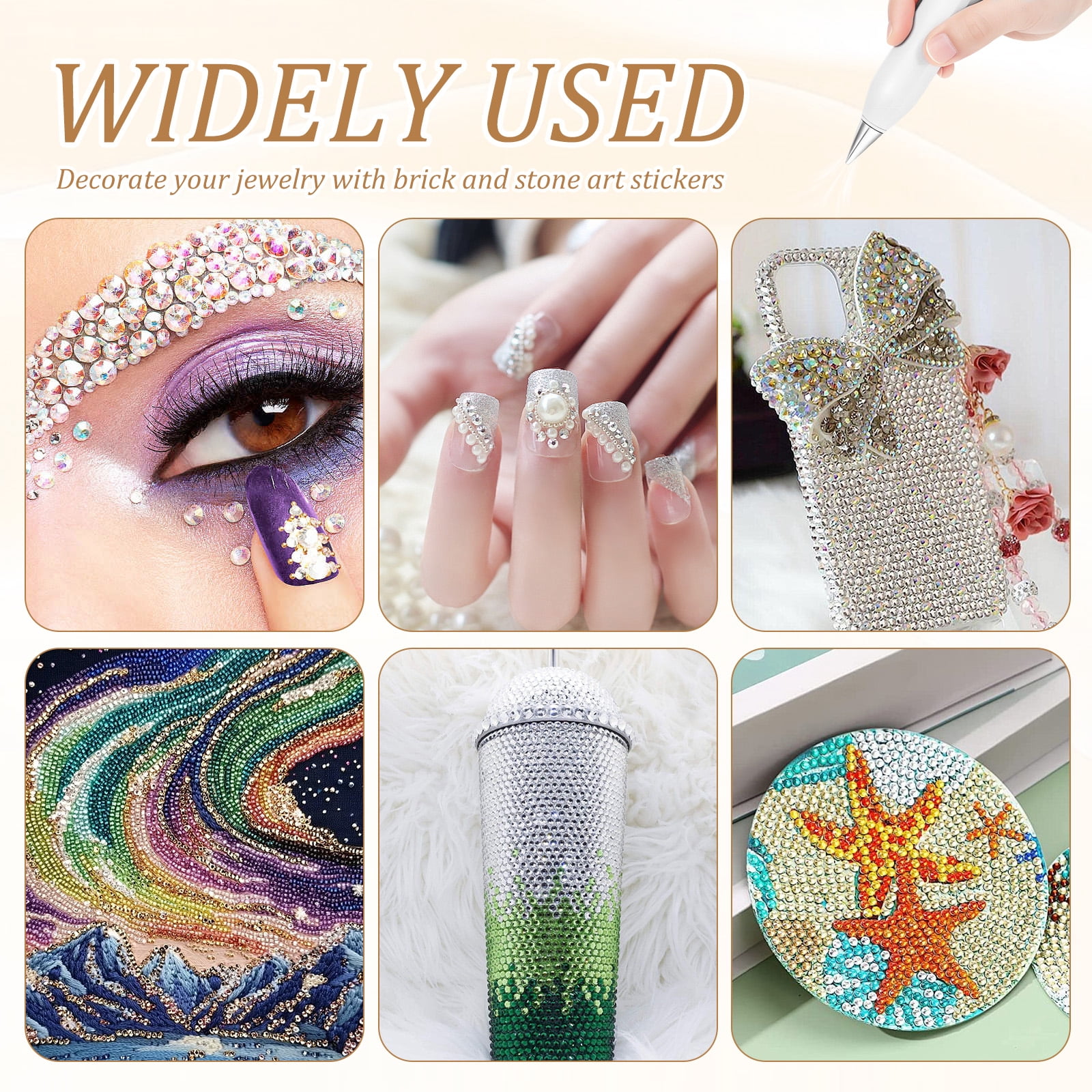 Electric Diamond Painting Pen with 4 Drill Nibs, Rechargeable Vacuum Rhinestone Art Pen Kit – Multipurpose Portable Tool for Adults DIY