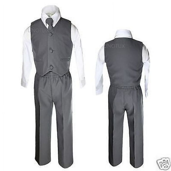 Baby Boys Toddler Wedding Formal Party Vest Sets Dark Silver Gray Grey Suit S-14