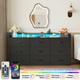 thumbnail image 5 of 9 Drawer Dresser for Bedroom, 63" Large Long Wood dresser with Power Outlet, LED Light and Deep Big Drawers, Modern Minimalist Black Dresser Wide Chest of Drawers for Bedroom, Living Room, 5 of 9