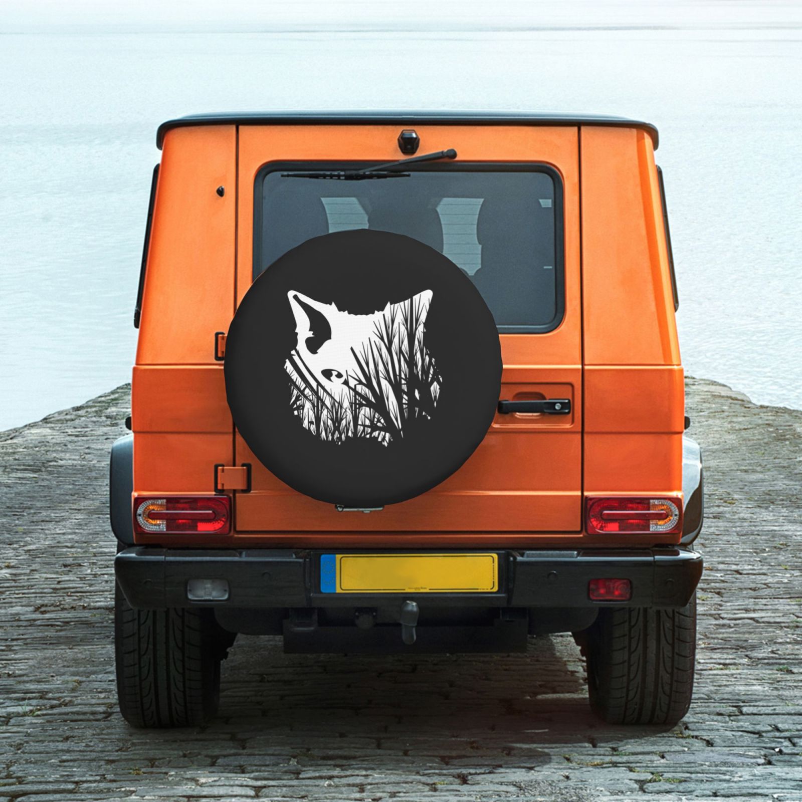 DouZhe Waterproof Spare Tire Cover, Animal Fox Wolf Forest Prints  Adjustable Wheel Covers Fit for Jeep Trailer RV SUV Car, 17 inch 
