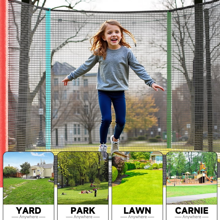 SKOK Trampoline 8FT Colorful, 400LBS Capacity, Ladder and Safety