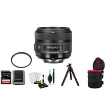 Sigma 30mm F/1.4 DC HSM Art Lens for Nikon F 301-306 Bundle with 64GB Memory Card   UV Filter   Tripod and More