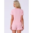 thumbnail image 4 of DARING DIVA Ribbed Knit Pajama Set Soft Short Sleeve Top M Pink, 4 of 7