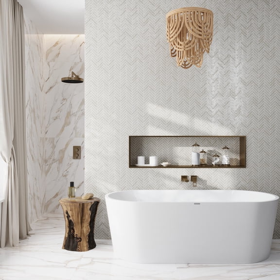 Nordel 11x11 in. White Matte Porcelain Herringbone Mosaic Wall and Floor Tile (5.88 sq ft/case, 7-Pack)