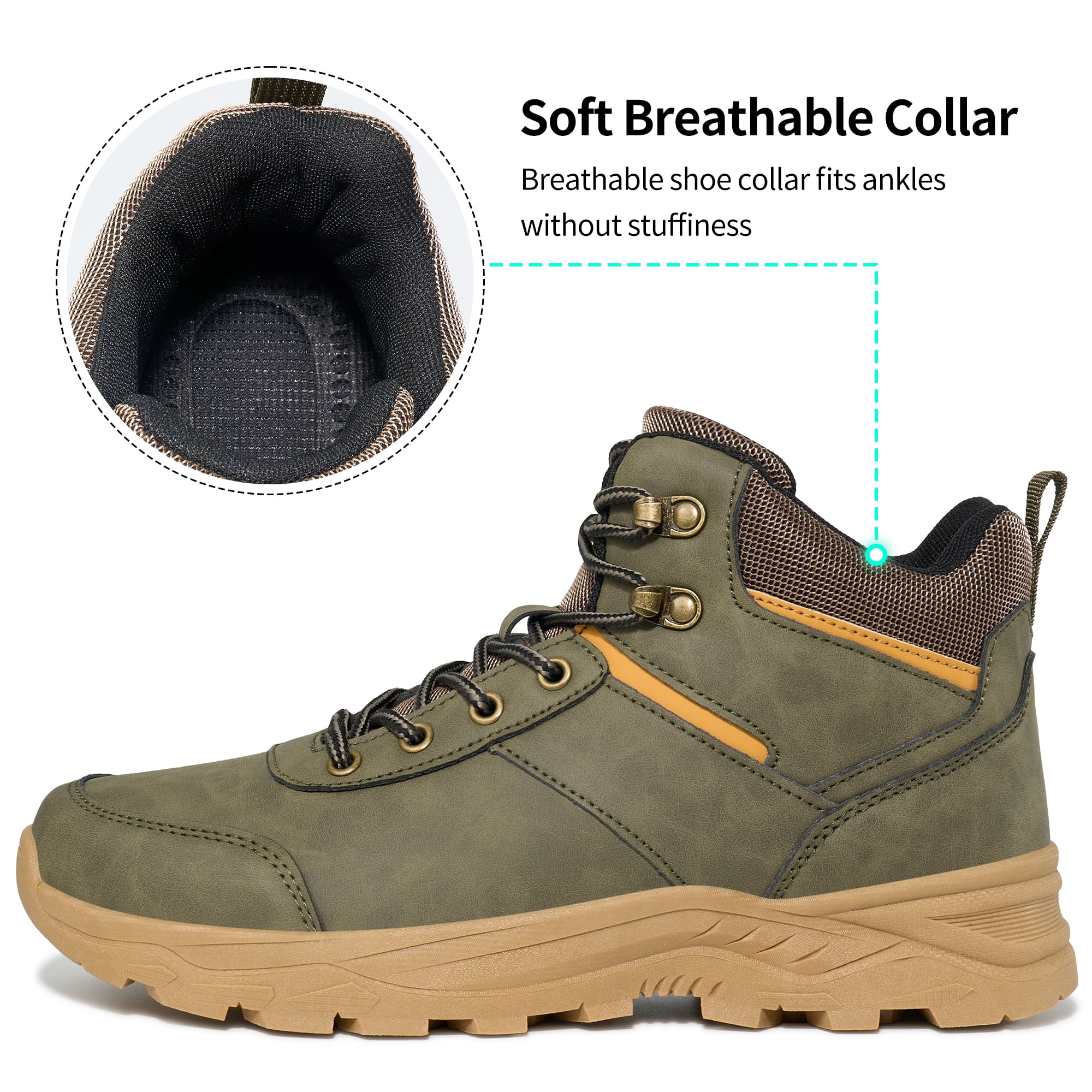 MeMoride Men's Ankle High Waterproof Hiking Boots Outdoor Trekking Camping Shoes