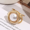 thumbnail image 4 of YAOBAMM Electroplated Scarf Button Scarf Button Faux Pearl Decor Polished Electroplated Hollow Out Flower Shape Lightweight Stainless Scarf Ring Luxury Exquisite, 4 of 6